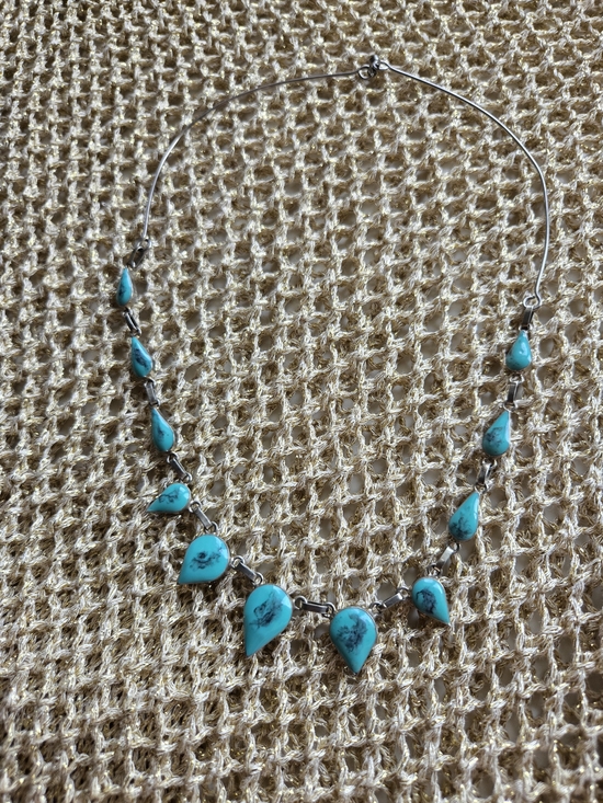 Jewelry - Turquoise/Black(reversible) Teardrop Statement Necklace - Unbranded
